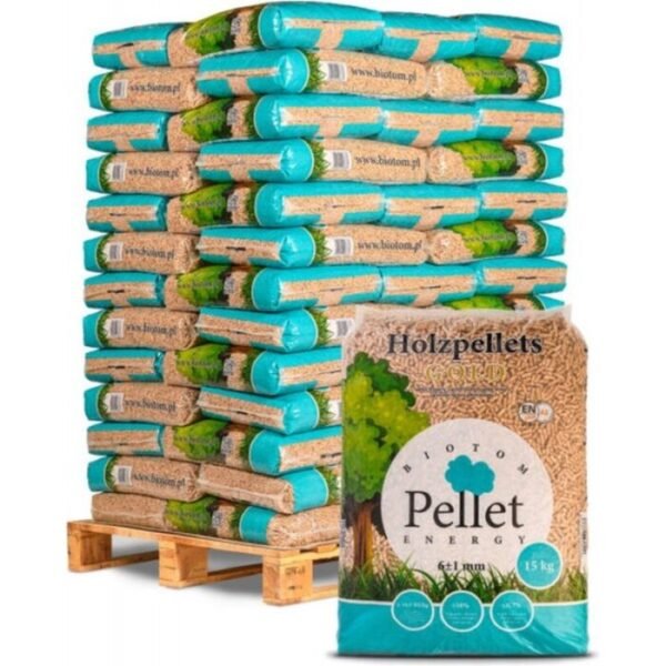 BIOTOM PELLETS – 100% harsachtig met EN+ A1-certificering – 16 zakken van 15 kg